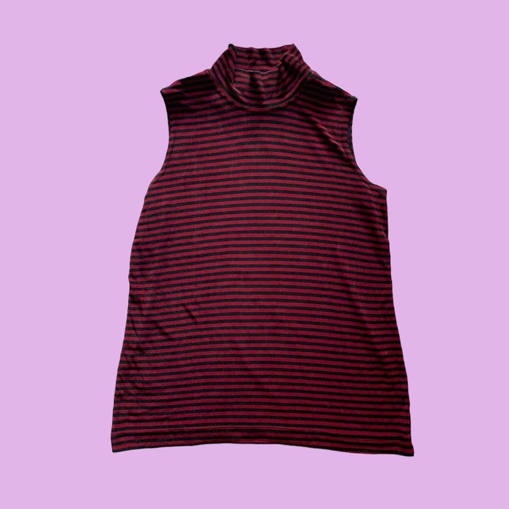 GRUNGE STRIPED MOCKNECK BLOUSE
